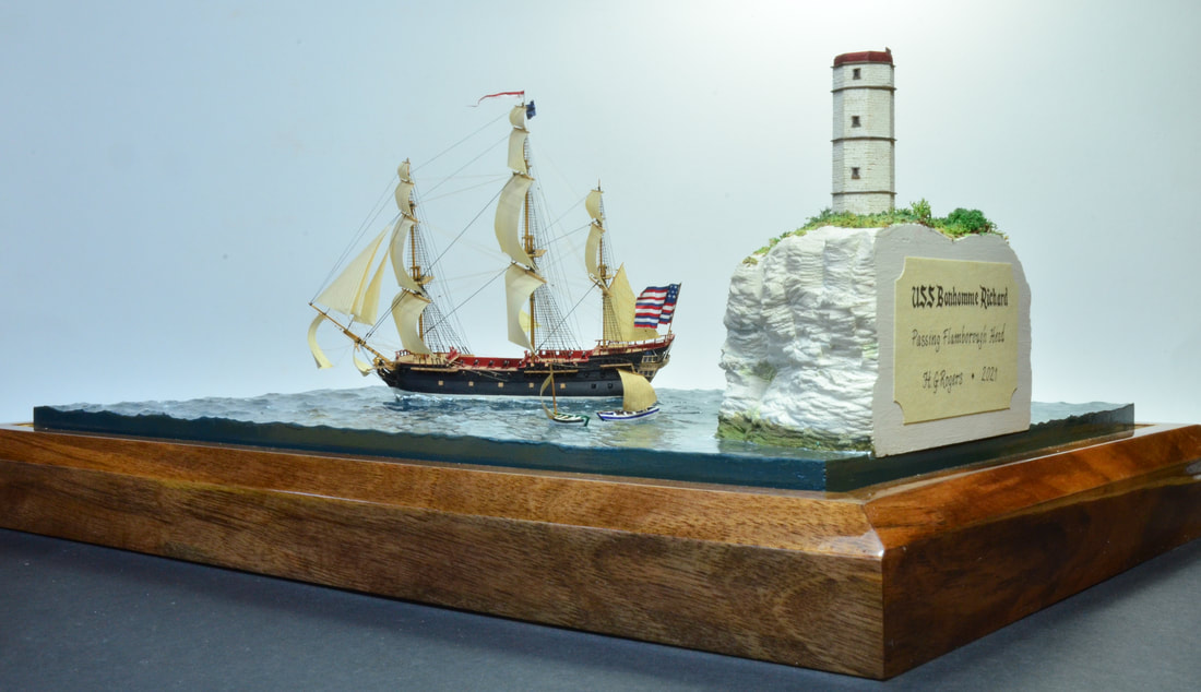 Bonhomme Richard miniature waterline case model
